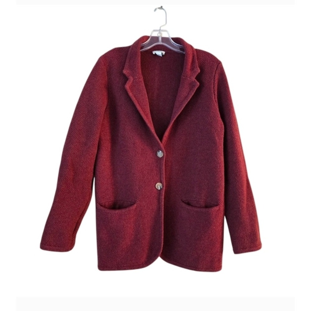 Sundance Sweater Cardigan Womenz‎ Large Burgundy Knit Button Front Blazer